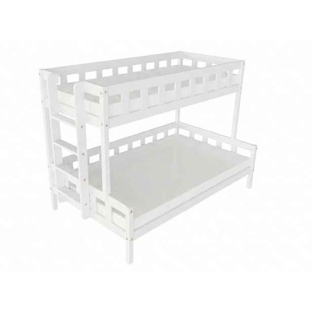 Benlemi Patrová postel PLOTTY s bočním žebříkem 90x200, 120x200 cm Zvolte barvu: Bílá, Zvolte šuplík: Bez šuplíku, Zvolte stranu: Vlevo