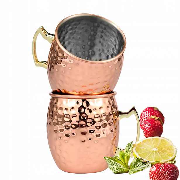 Měděný lisovaný hrnek Sada jako dárek 530 ml x 2