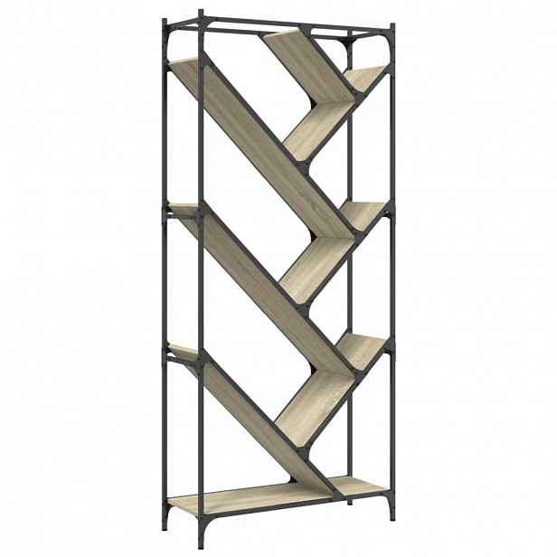vidaXL Knihovna dub sonoma 79 x 30 x 180 cm kompozitní dřevo a kov