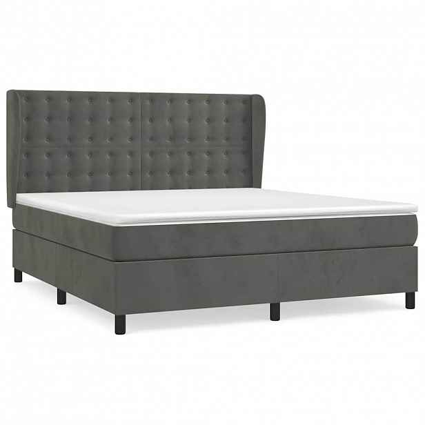 vidaXL Box spring postel s matrací tmavě šedá 160x200 cm samet
