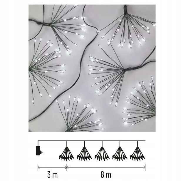 Led světelný řetěz – svítící trsy, nano, 8 m, vnitřní, studená bílá,…