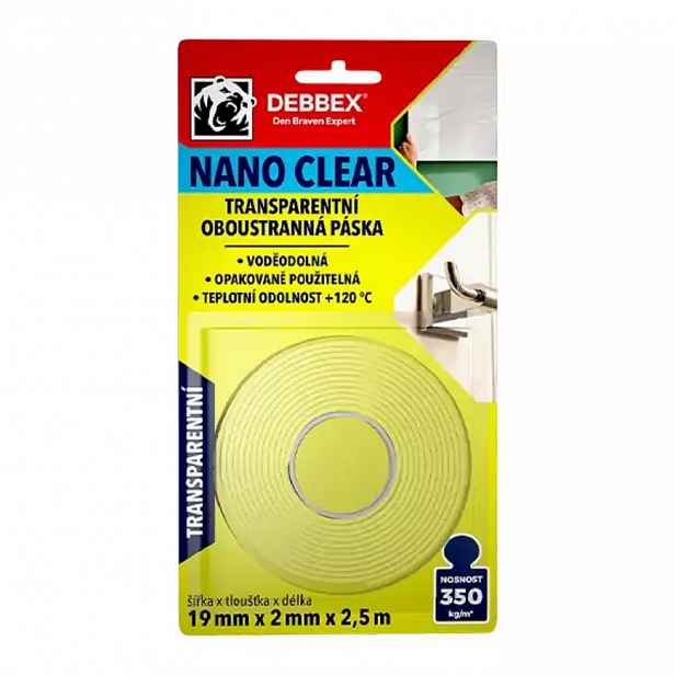 Oboustranná páska Nano Clear 19mm x 2.5m
