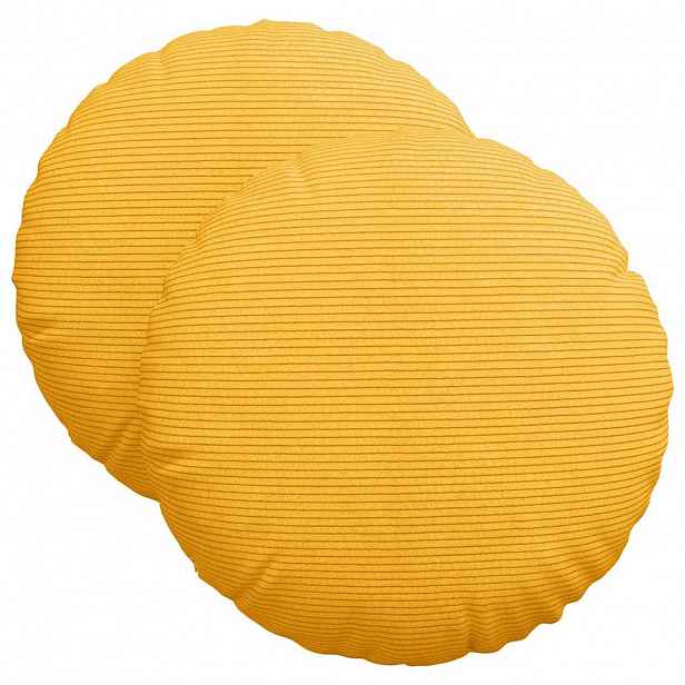 vidaXL Polštáře na sedadla 2 ks Žebrovaná látka Světlá žlutá Ø 40 cm