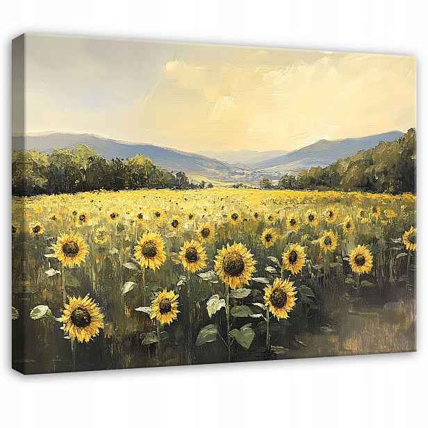 Žlutý Obraz Krajina Slunce Květiny Do Předsíně Kanceláře Moderní 120x80