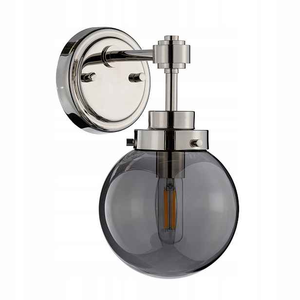 Nástěnná lampa kinkie nikl skleněná kouřová koule do obývacího pokoje ložnice Elstead