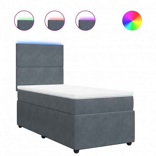 vidaXL Box spring postel s matrací tmavě šedá 100x200 cm samet