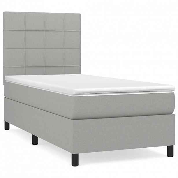 vidaXL Box spring postel s matrací světle šedý 100 x 200 cm textil