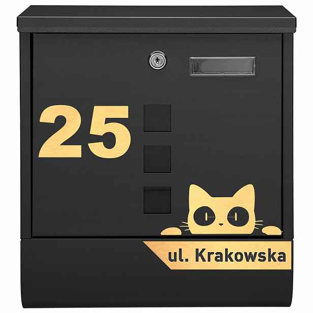 Černá Poštovní Schránka Na Dopisy Pošta Vzor 2 Kočička Laminát Zlatý