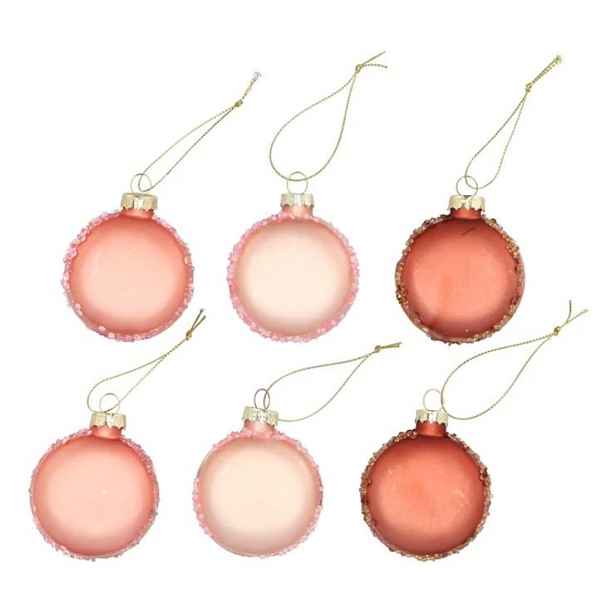Set 6ks růžová skleněná ozdoba makronka Macrons - Ø 6*2,5 cm daan kromhout