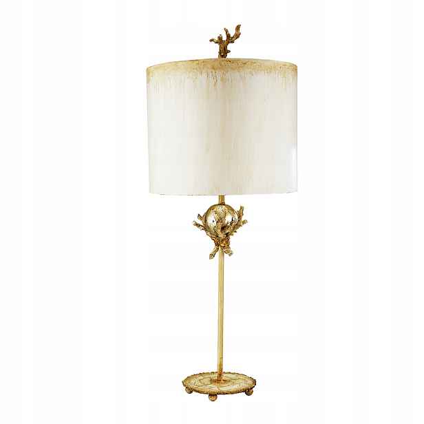 Stolní lampa Art Deco krémová s stínítkem Trellis E27 60W Flambeau