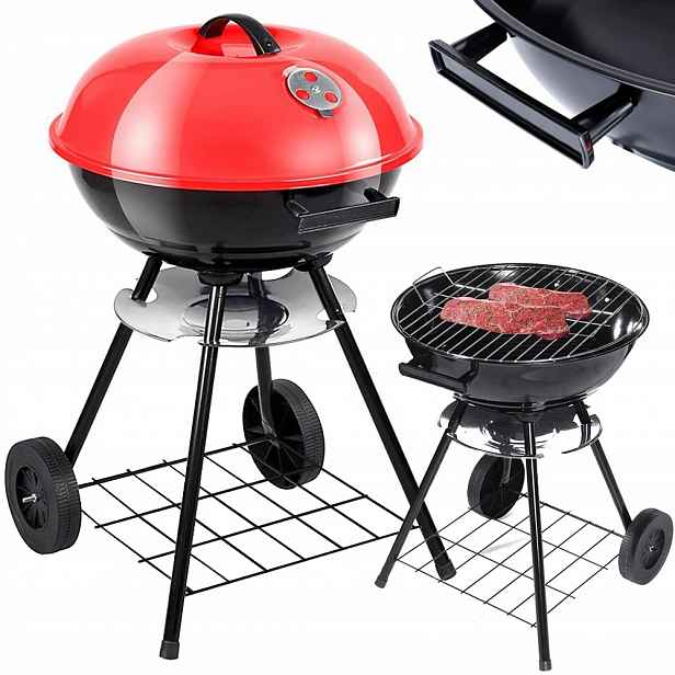 Uhlíkový gril Bbq Zahradní briketa Uzamykatelná na kolečkách Kryt Police Rošt