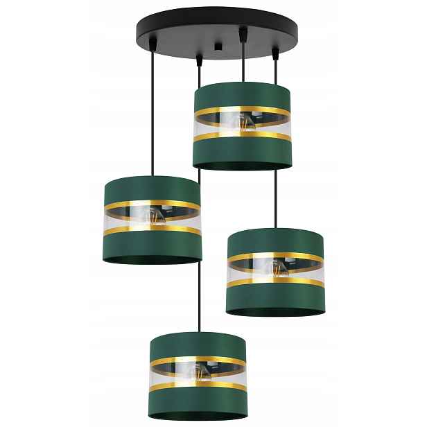Závěsná Lampa Stropní Lustr Glamour Stínidlo Zlaté Pruhy Elegantní