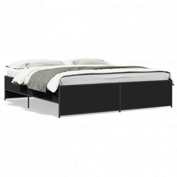 vidaXL Rám postele černý 200 x 200 cm kompozitní dřevo a kov