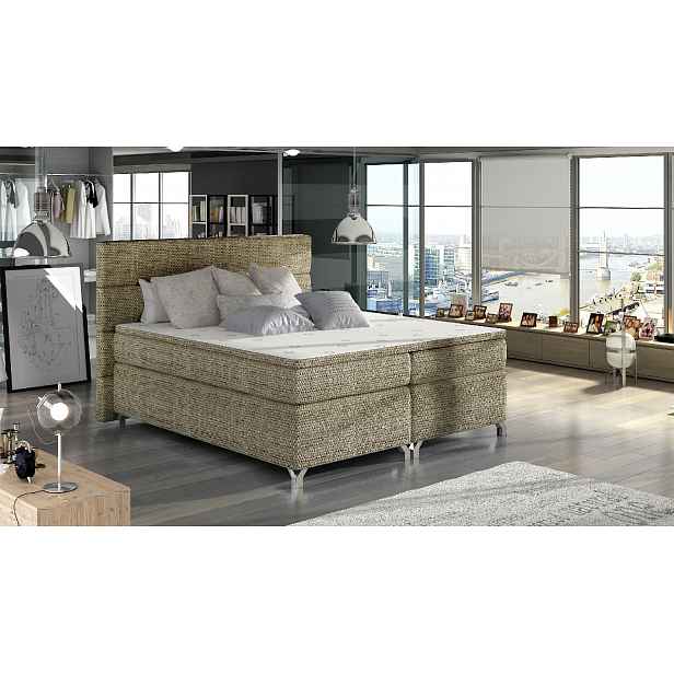 Boxspring Amadeo Rozměr: 180 x 200 cm, látka: Berlin 03, Varianta: S LED osvětlení