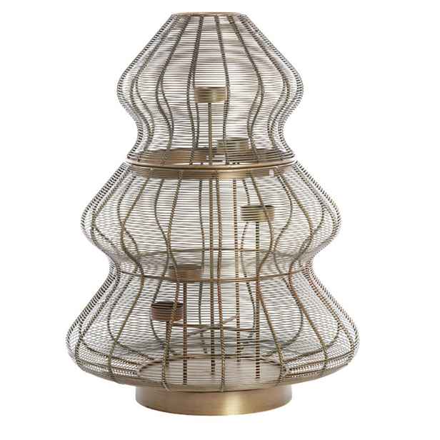 Bronzový antik kovový svícen vánoční stromek na 5 svíček Tree - Ø 38*50 cm Light & Living
