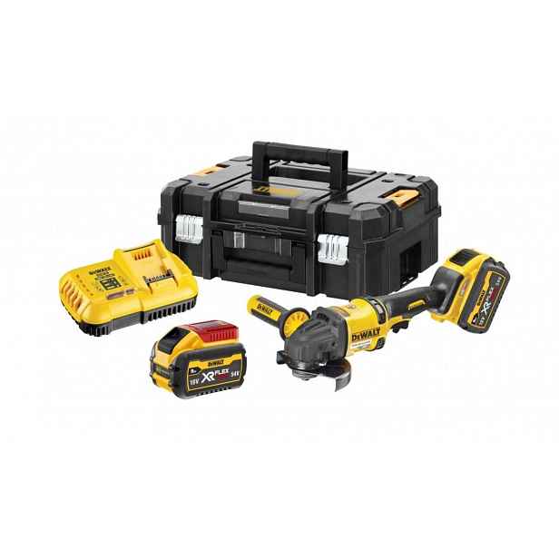 DeWALT - 54V AKU úhlová bruska 125 mm, 2x aku 9,0 Ah FLEXVOLT, nabíječka DCG418X2