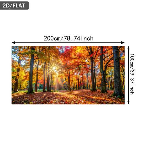 TEMU 2D Ploché, 2D Ploché 1ks 39,37*78,74in/100cm*200cm Bezrámový Tisk Umění na Plátně Podzimní Les se Slunečními Paprsky Nástěnné Umění pro Obývací