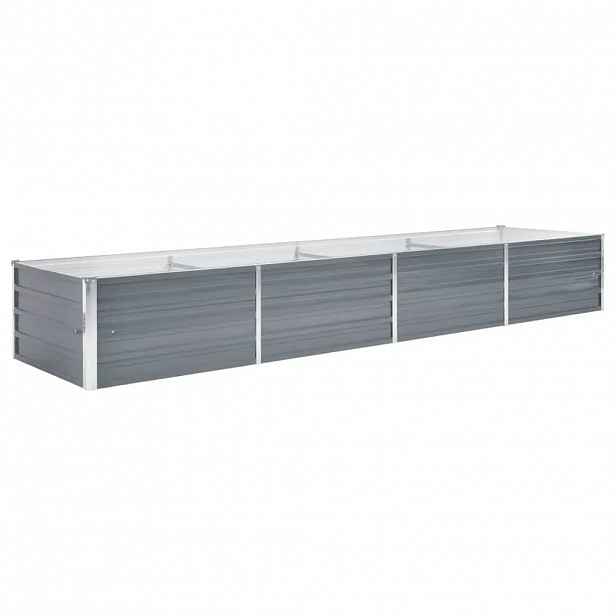 vidaXL Vyvýšený záhon pozinkovaná ocel 320 x 80 x 45 cm šedý