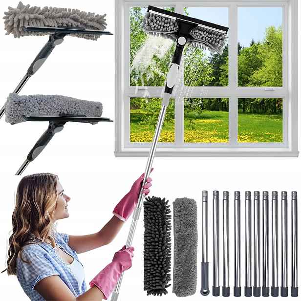 2V1 Mop Na Mytí Oken Okenní Stěrka Teleskopická 424 CM