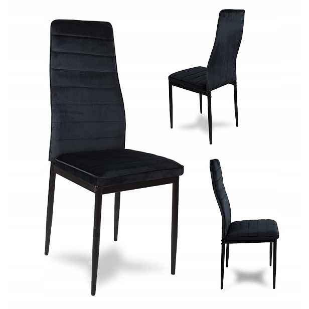 ModernHome LR-1494 Sada 4 ks jídelních židlí Velvet, černá