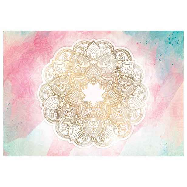 Vliesová fototapeta Mandala Pastel Zlatá Růžová Modrá 312x219 lepidlo
