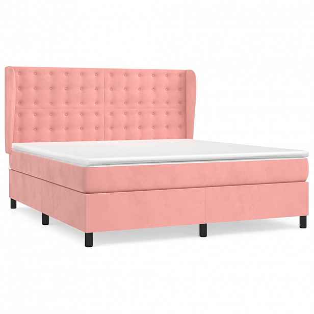 vidaXL Box spring postel s matrací růžová 160x200 cm samet