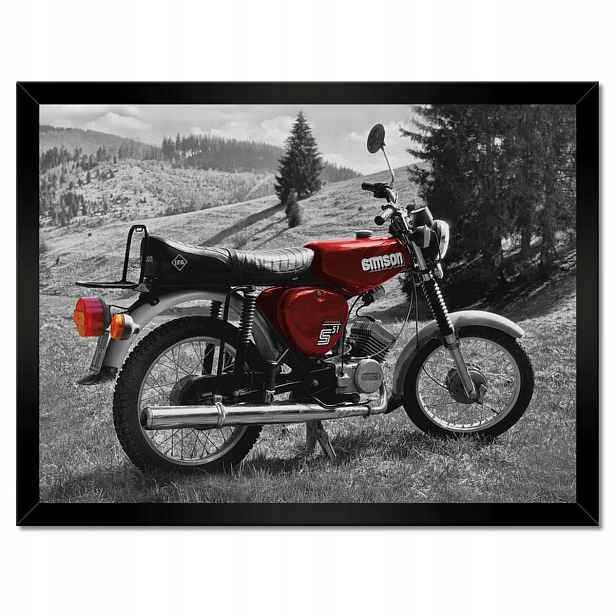 Plakáty v rámu 40x30 Červený Simson S51 E