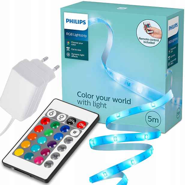 Led pásek stmívatelný vícebarevný Rgb 230V 450lm 5m Dálkový Ovladač