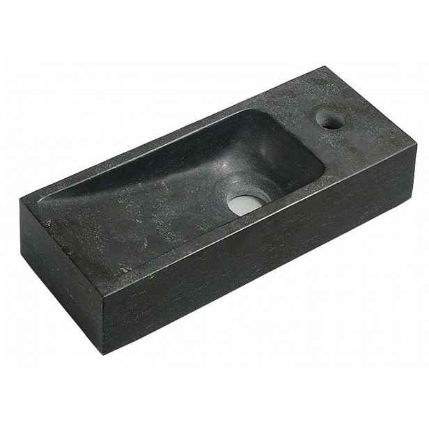 Sapho Blok - Umývátko 38x14 cm, bez přepadu, otvor pro baterii, antracit 2401-31