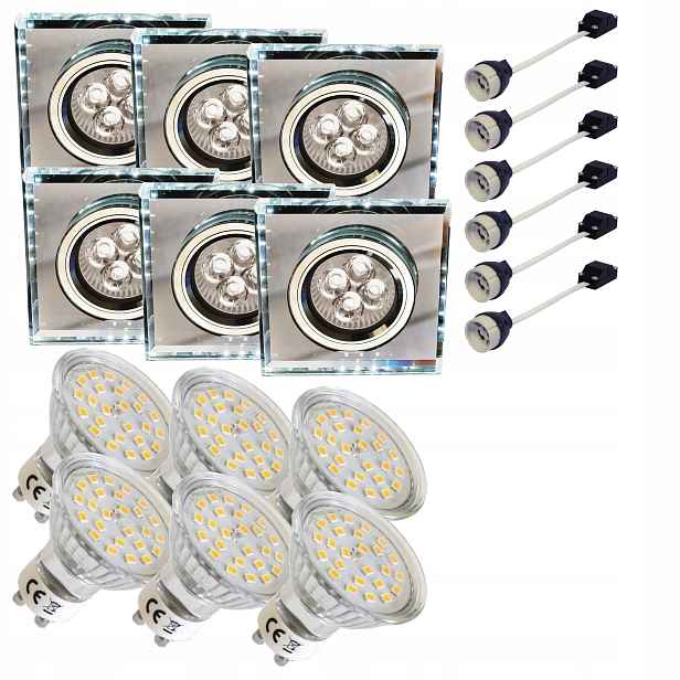 6x Halogenové stropní svítidlo Bílý Led pásek Led žárovka GU10 3W Sada