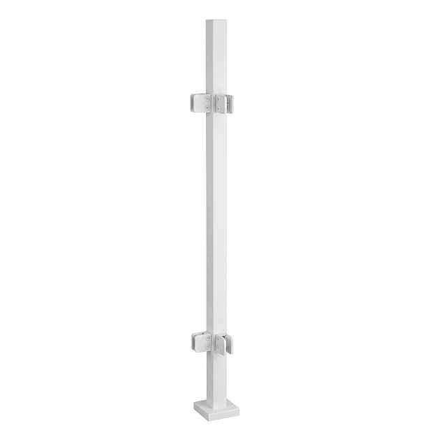 Rohový sloupek 110 cm pro skleněné zábradlí 40x40 Bílý 4 držáky Loft