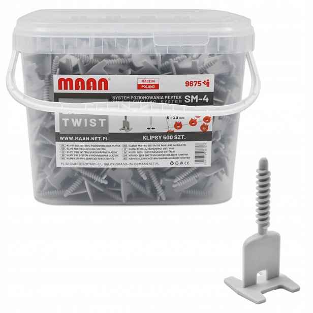 Klipové svorky typu twist pro vyrovnávání pokládky dlaždic, spárovací hmota 1,5 mm