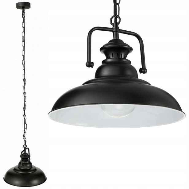 Rustikální závěsná lampa s řetězem černobílá ELA7211 retro
