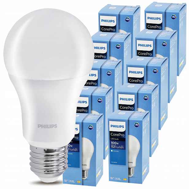10x Led žárovka E27 Philips 13W=100W 1521lm Barva 4000k Premium A60 Žárovky