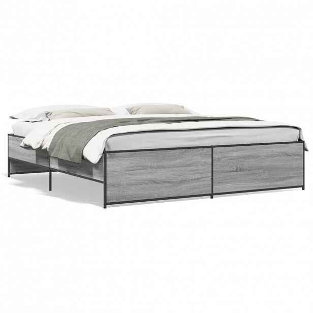 vidaXL Rám postele šedý sonoma 180 x 200 cm kompozitní dřevo a kov