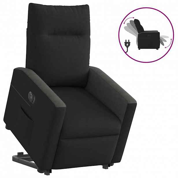 vidaXL Elektrické zvedací polohovací křeslo černé textil