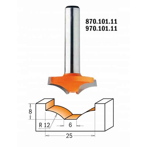 Cmt 970.101.11 Fréza Hm R=12 D=25 d=6 I=8 S=8