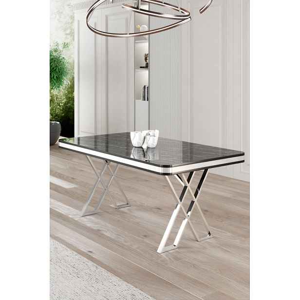 Jídelní stůl Vals - Black Marble, Chrome