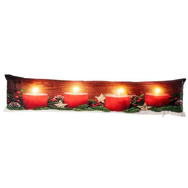 Polštář proti průvanu s LED ČERVENÉ SVÍČKY 18 x 85 cm