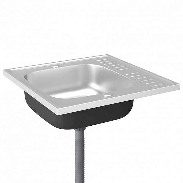 vidaXL Kuchyňský dřez s odtokem stříbrný 600x600x155 mm nerezová ocel