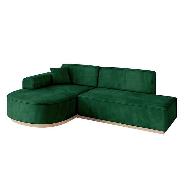 ALTDECOR ROHOVÁ SEDAČKA s otomanem, levá ARRIO-L1 243x171x83 Zelená Velur