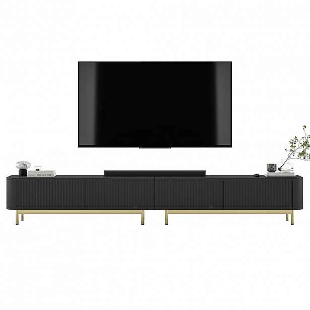 Meble Lindner TV stolek Aurora, sada 2 kusů s kovovým rámem, matná černá, 280 cm