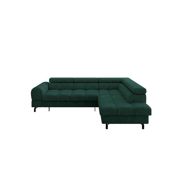 ALTDECOR ROHOVÁ SEDAČKA s funkcí spaní otomana vpravo LUMA-L 272x203x70 zelená velur