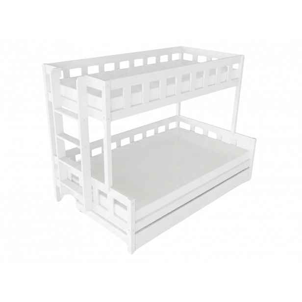 Benlemi Patrová postel PLOTTY s bočním žebříkem 90x200, 120x200 cm Zvolte barvu: Bílá, Zvolte šuplík: Přistýlka 90x190 cm, Zvolte stranu: Vlevo