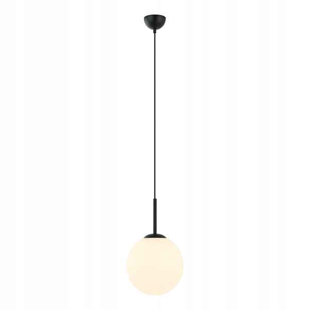 Italux Závěsná lampa Deore skleněná koule černobílá 1xE27 40W