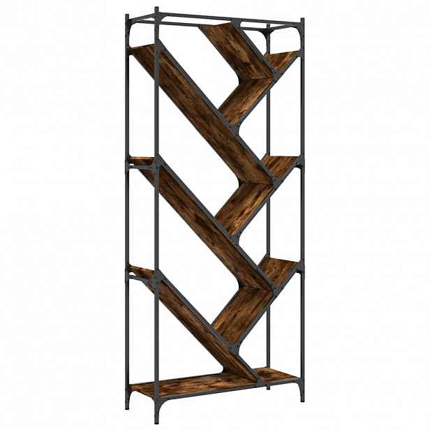 vidaXL Knihovna kouřový dub 79 x 30 x 180 cm kompozitní dřevo a kov