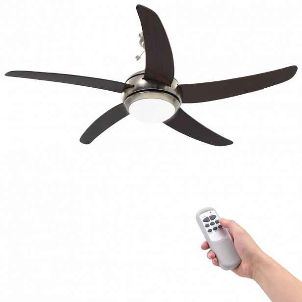 vidaXL Ozdobný stropní ventilátor se světlem 128 cm hnědý