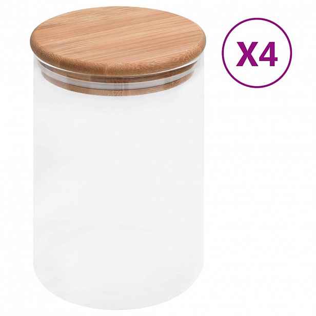 vidaXL Skleněné dózy s bambusovým víčkem 4 ks 800 ml