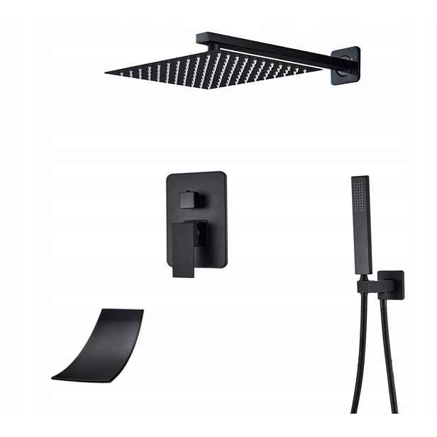 Podomítkový Set Černý Matný Vývod Vodopád Box 30 CM