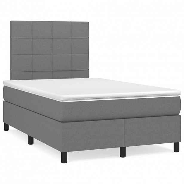 vidaXL Box spring postel s matrací tmavě šedá 120x200 cm textil